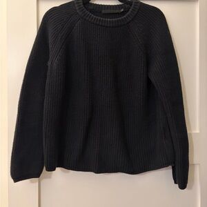 Jenni Kayne Black Cotton Fisherman Knit Sweater | Size S
